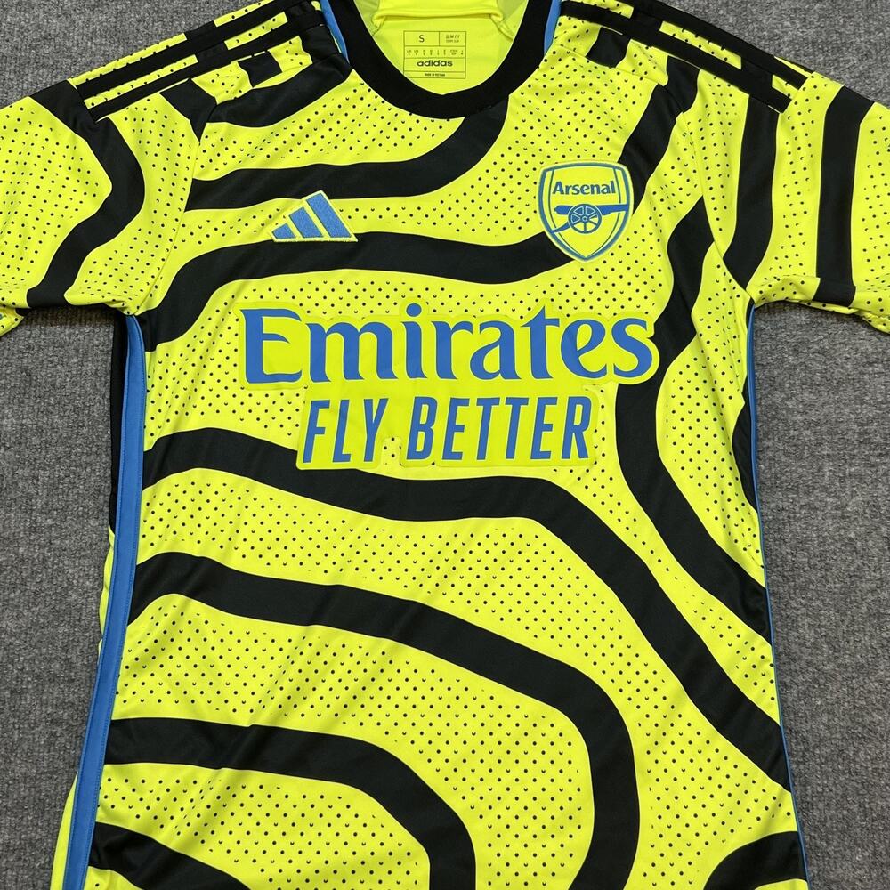 Arsenal Jersey Mens Small Yellow Away Soccer Saka 7 Emirates Adidas Slim Fit - Picture 5 of 10